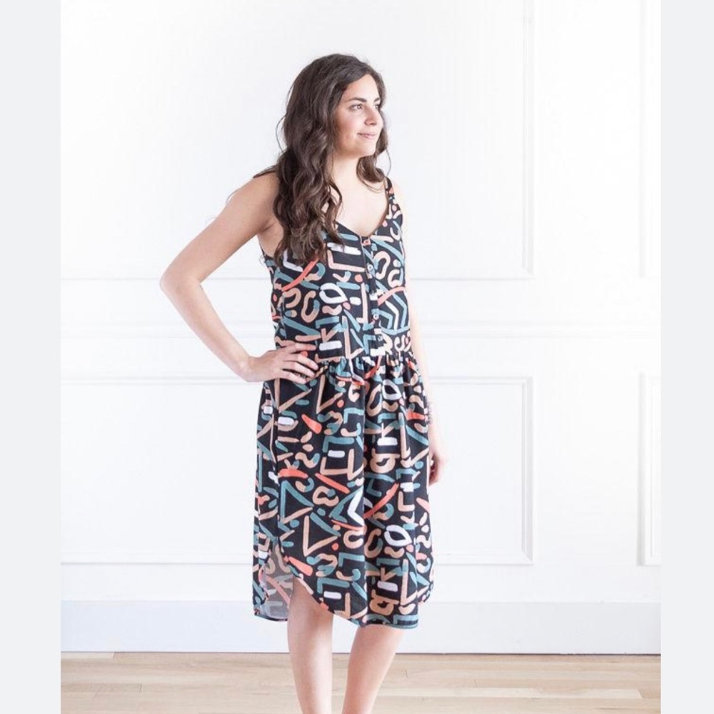 Geometric Print Midi Dress